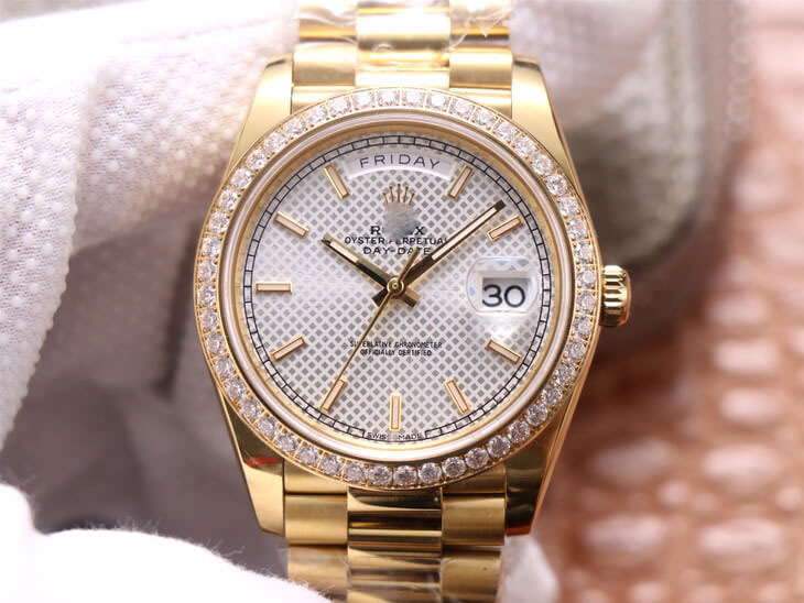ROLEX DAY DATE M228348RBR-0005 EW FACTORY DIAMOND-SET BEZEL