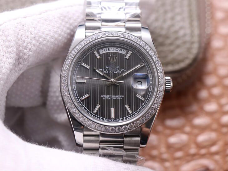 ROLEX DAY DATE M228349RBR-0008 EW FACTORY DIAMOND-SET BEZEL