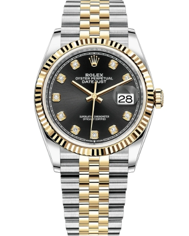 Rolex Datejust 36 Steel & Gold 126233 - Bright Black Diamond