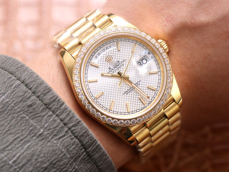 ROLEX DAY DATE M228348RBR-0005 EW FACTORY DIAMOND-SET BEZEL