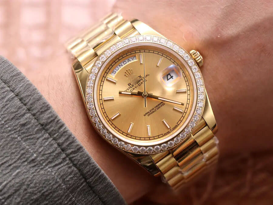 ROLEX DAY DATE M228348RBR-0008 EW FACTORY DIAMOND-SET BEZEL