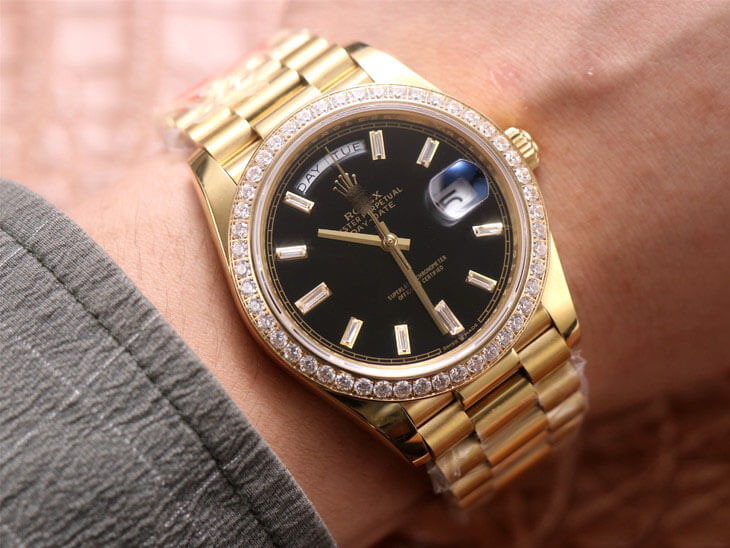 ROLEX DAY DATE M228348RBR-0001 EW FACTORY DIAMOND-SET BEZEL