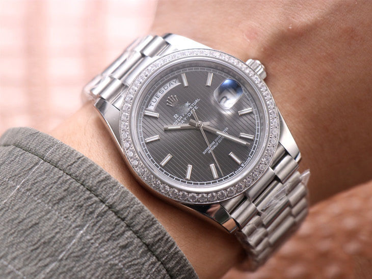 ROLEX DAY DATE M228349RBR-0008 EW FACTORY DIAMOND-SET BEZEL
