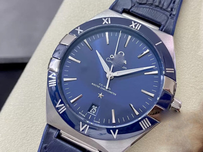 SBF OMEGA CONSTELLATION 131.33.41.21.03.001 VS FACTORY BLUE LEATHER STRAP