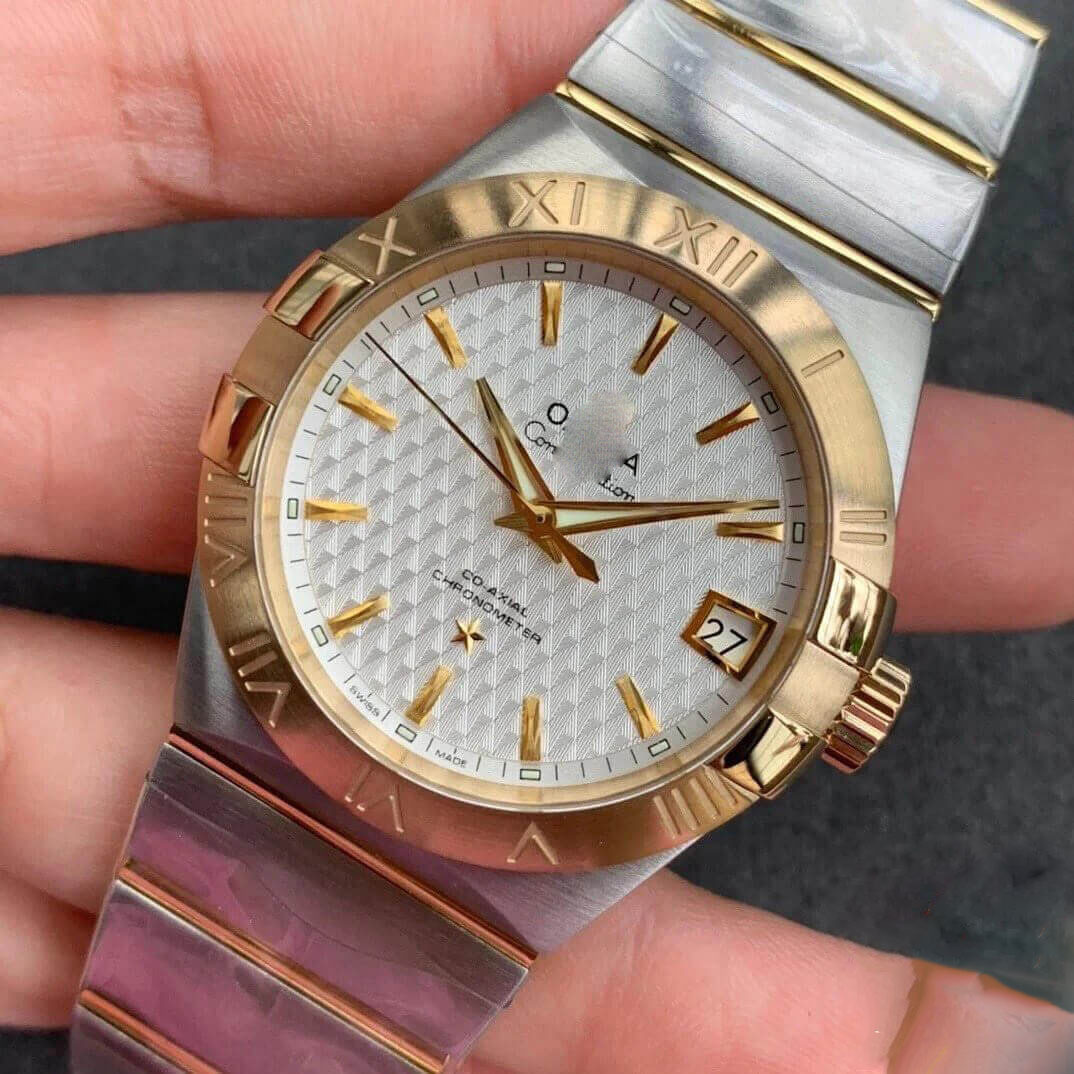 OMEGA CONSTELLATION 123.20.38.21.02.006 VS FACTORY GOLD BEZEL
