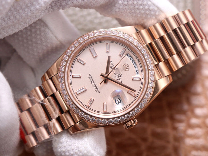 ROLEX DAY DATE M228345RBR-0007 EW FACTORY DIAMOND-SET BEZEL