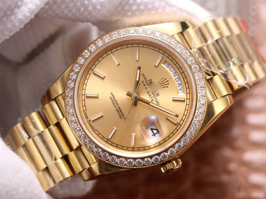 ROLEX DAY DATE M228348RBR-0008 EW FACTORY DIAMOND-SET BEZEL