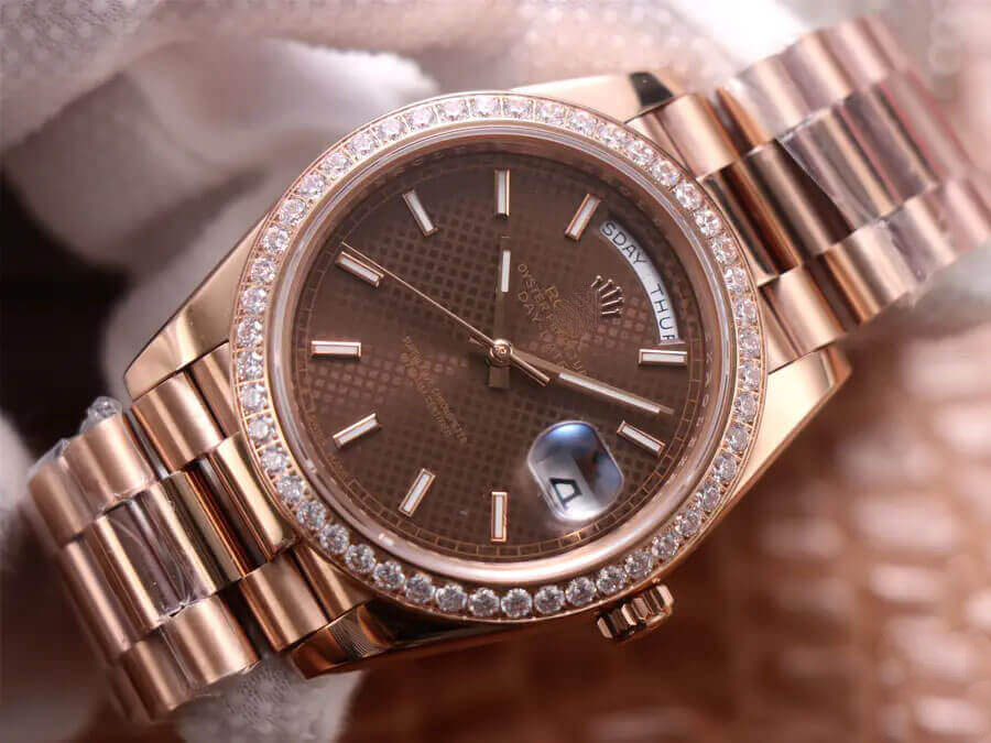 ROLEX DAY DATE M228345RBR-0005 EW FACTORY DIAMOND-SET BEZEL