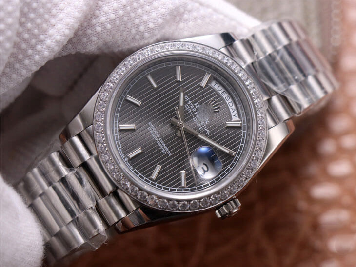 ROLEX DAY DATE M228349RBR-0008 EW FACTORY DIAMOND-SET BEZEL