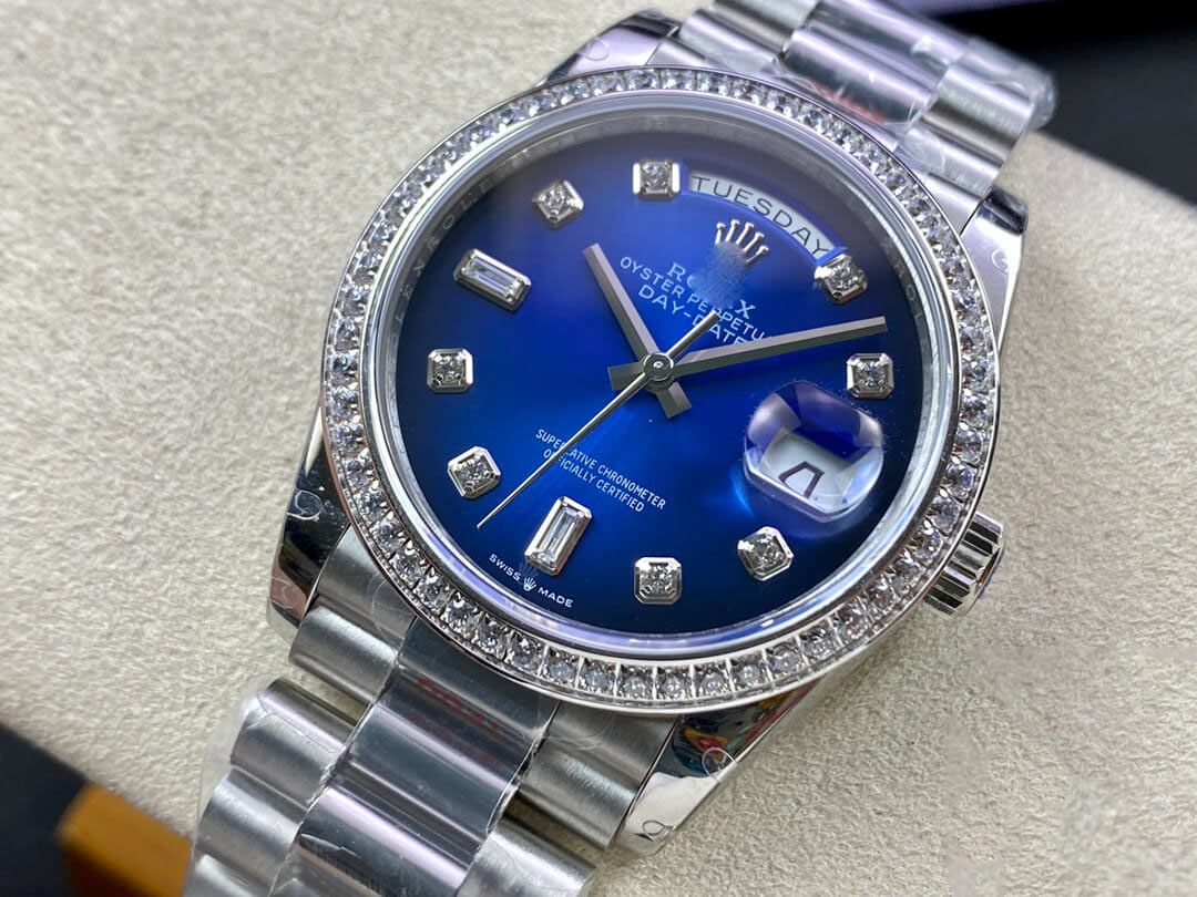 ROLEX DAY DATE M128396TBR-0008 36MM GM FACTORY DIAMOND-SET BEZEL