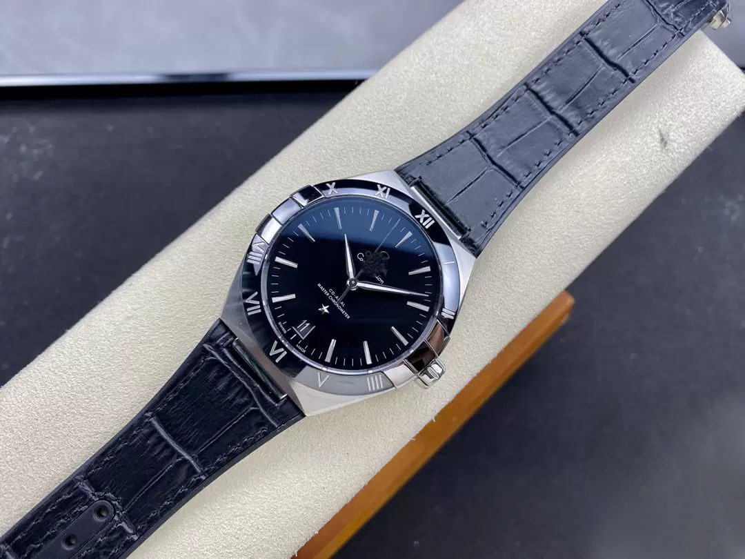 SBF OMEGA CONSTELLATION 131.33.41.21.01.001 VS FACTORY BLACK LEATHER STRAP