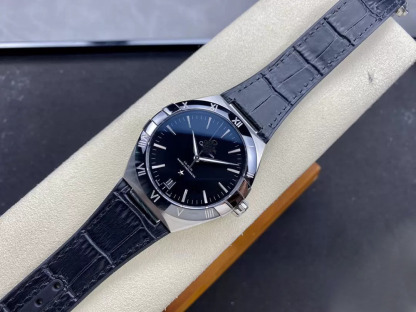 SBF OMEGA CONSTELLATION 131.33.41.21.01.001 VS FACTORY BLACK LEATHER STRAP