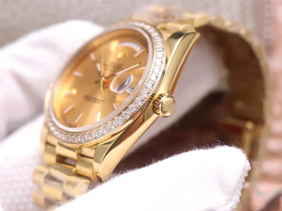 ROLEX DAY DATE M228348RBR-0008 EW FACTORY DIAMOND-SET BEZEL