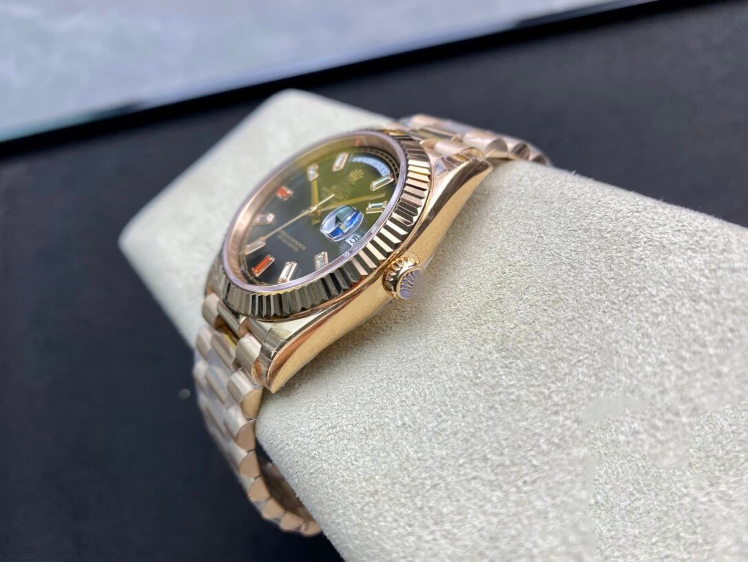 ROLEX DAY DATE 40MM EW FACTORY ROSE GOLD BLACK DIAL