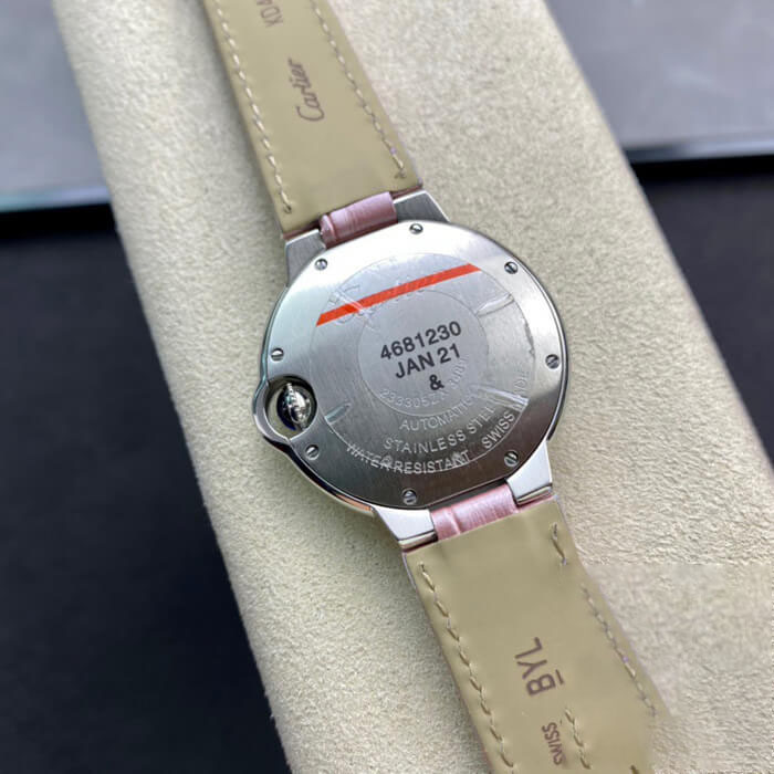 BALLON BLEU DE CARTIER 33MM V6 FACTORY PINK LEATHER STRAP