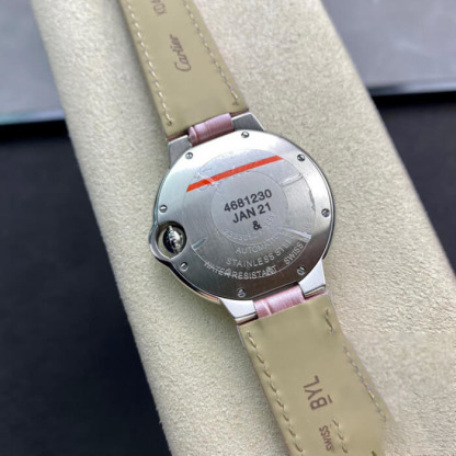 BALLON BLEU DE CARTIER 33MM V6 FACTORY PINK LEATHER STRAP