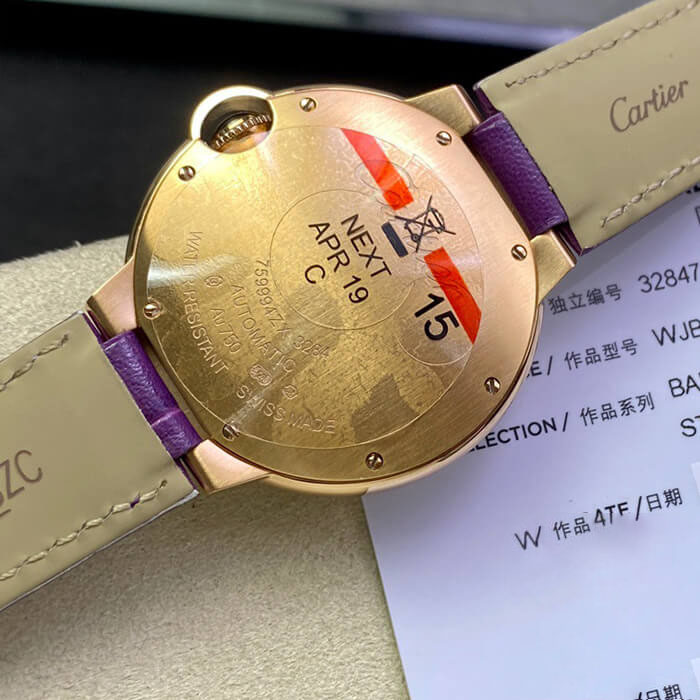 BALLON BLEU DE CARTIER 36MM WJBB0009 3K FACTORY PURPLE STRAP