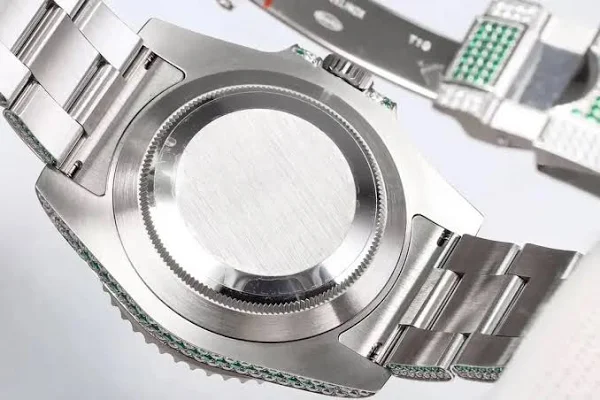 Men's Iced-Out Diamond Watch | Rolex Submariner 40mm | Emerald Bezel | Oyster Bracelet