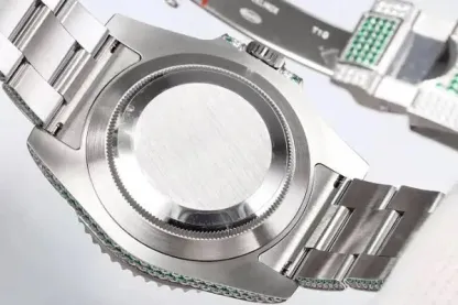 Men's Iced-Out Diamond Watch | Rolex Submariner 40mm | Emerald Bezel | Oyster Bracelet