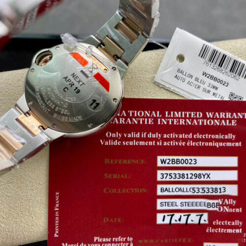 BALLON BLEU DE CARTIER W2BB0023 33MM V6 FACTORY SILVER STRAP