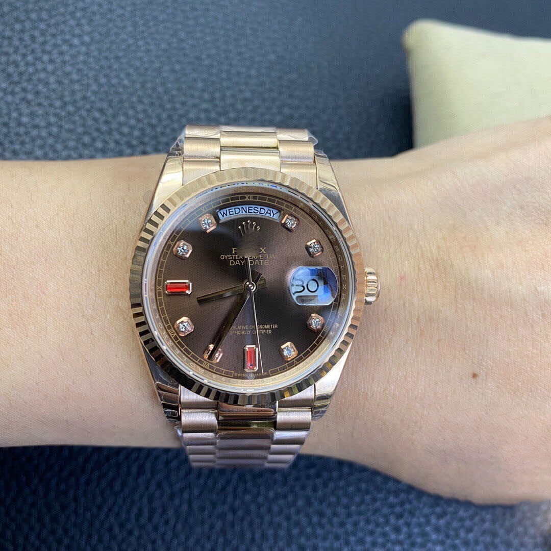 ROLEX DAY DATE 118235 EW FACTORY DIAMOND-SET DIAL