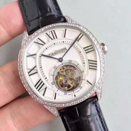 DRIVE DE CARTIER W4100013 TOURBILLON WHITE TEXTURED DIAL