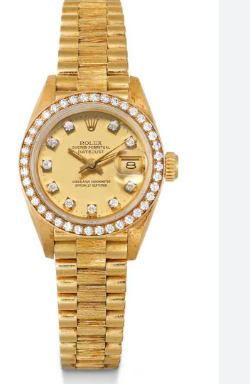 Rolex Oyster Datejust, diamond lady's watch, 1984. Yellow gold 750.