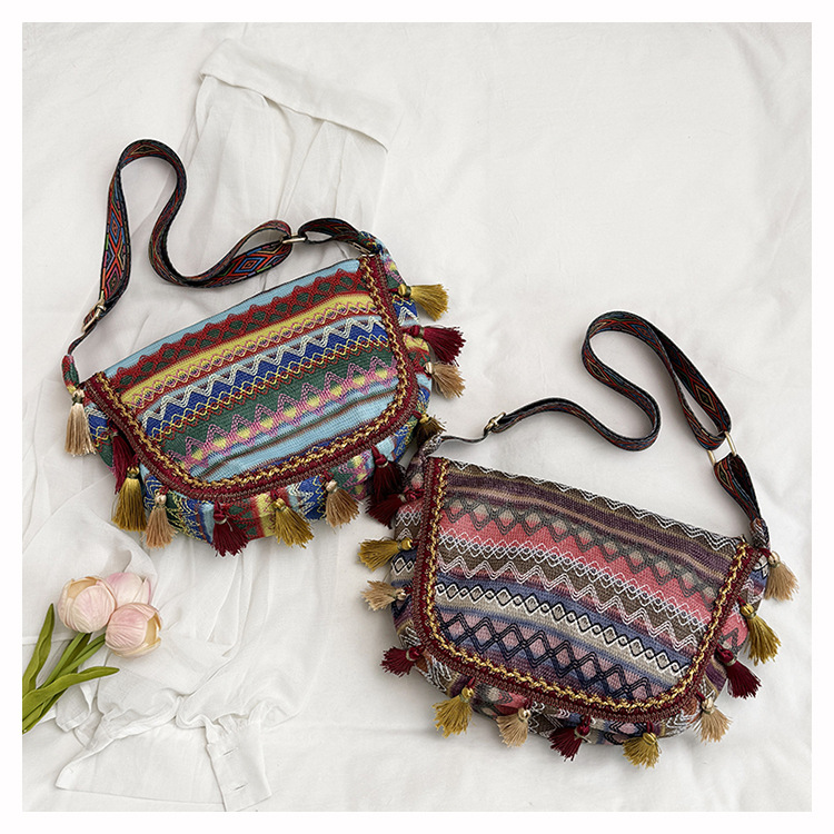 Bohemian style large capacity single-shoulder crossbody bag