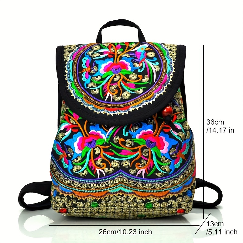 Retro ethnic style embroidered women's backpack