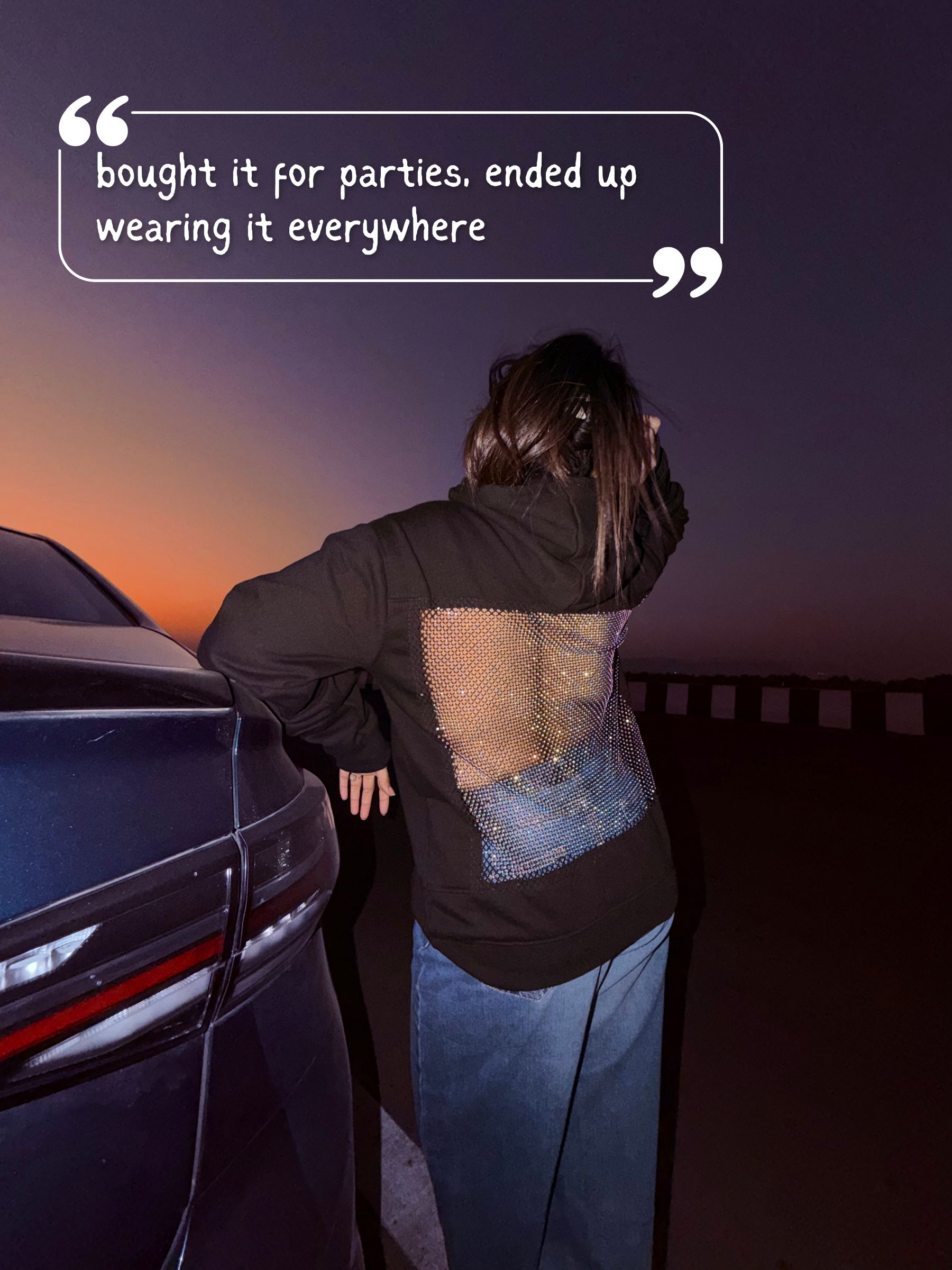 Open-weave mesh hooded sweater