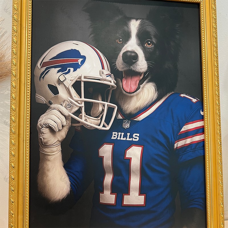 Custom American Football Pet NFL Canvas Portrait