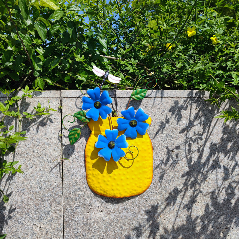 💐Hand-painted iron vase wall hanging