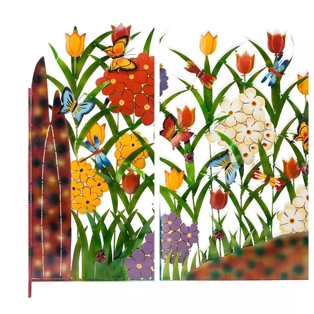 Colorful Metal Butterfly and Flower Garden Screen