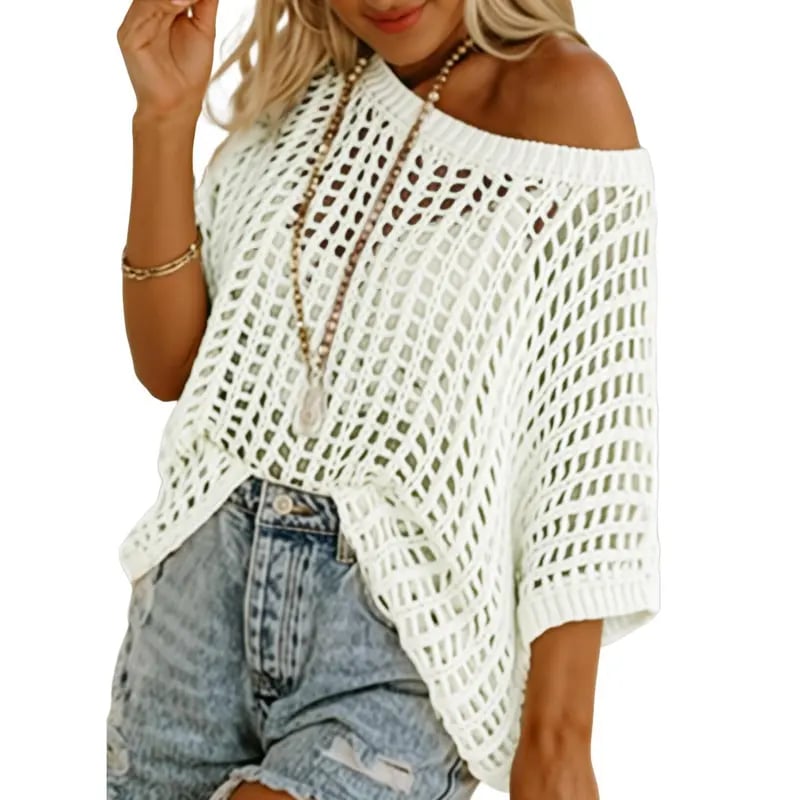 2026 New Summer Essential! 🏖️ Casual Short Sleeve Sweater & Perfect Beach Coverup.
