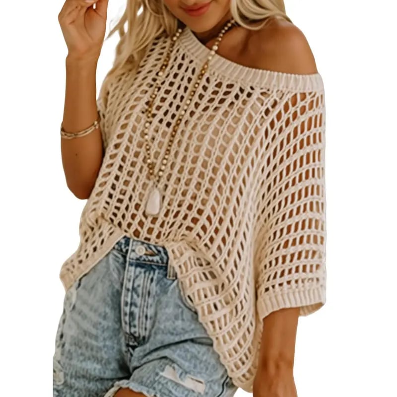 2026 New Summer Essential! 🏖️ Casual Short Sleeve Sweater & Perfect Beach Coverup.