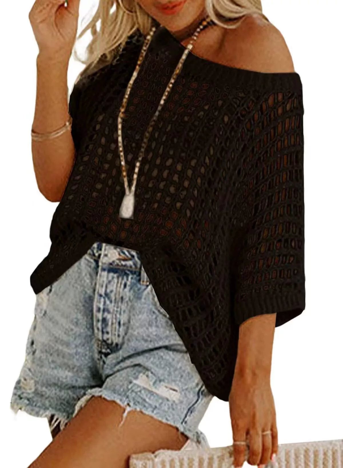 2026 New Summer Essential! 🏖️ Casual Short Sleeve Sweater & Perfect Beach Coverup.