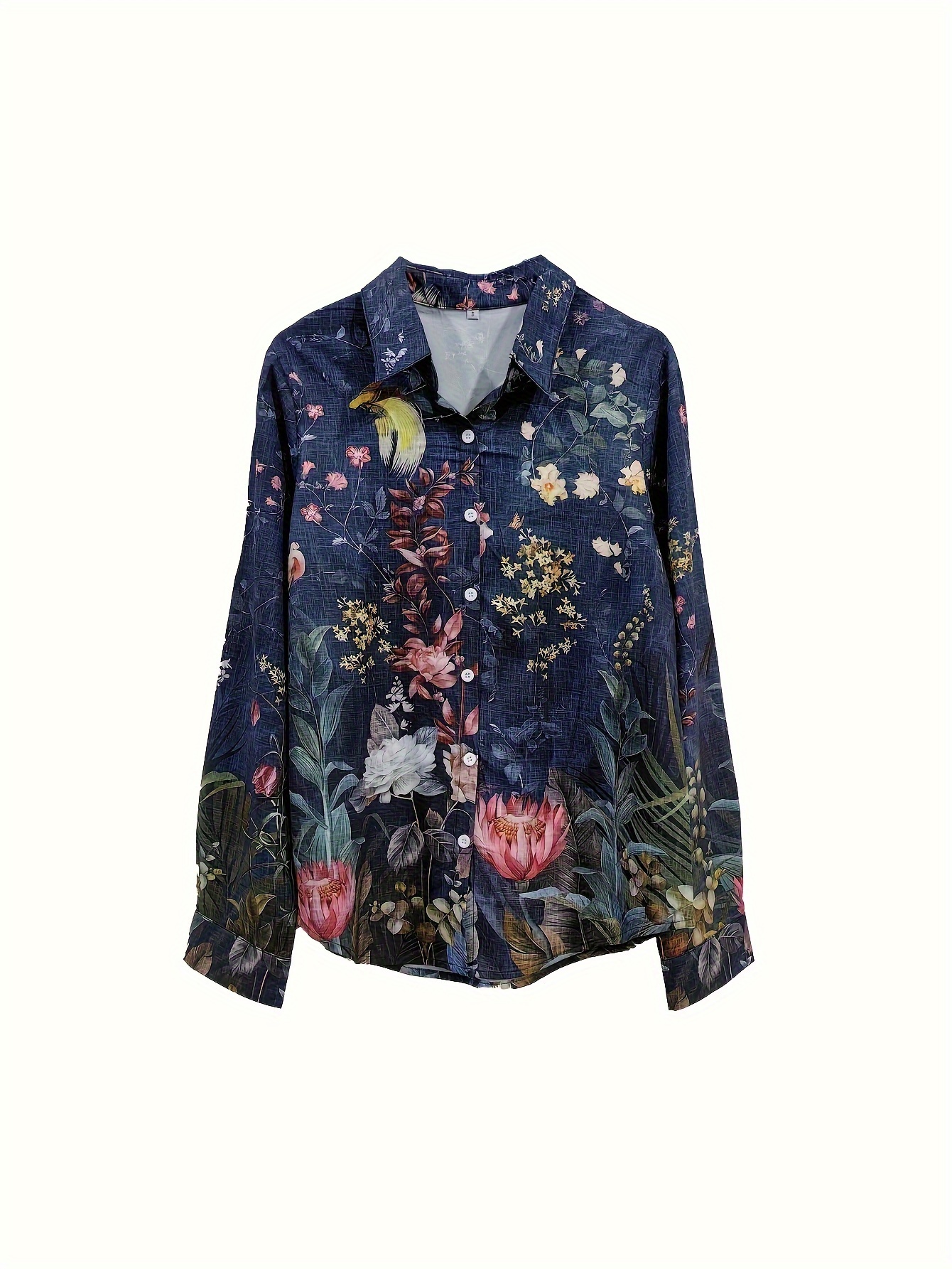 Women'S Stylish Printed Long-Sleeve Collared Shirt