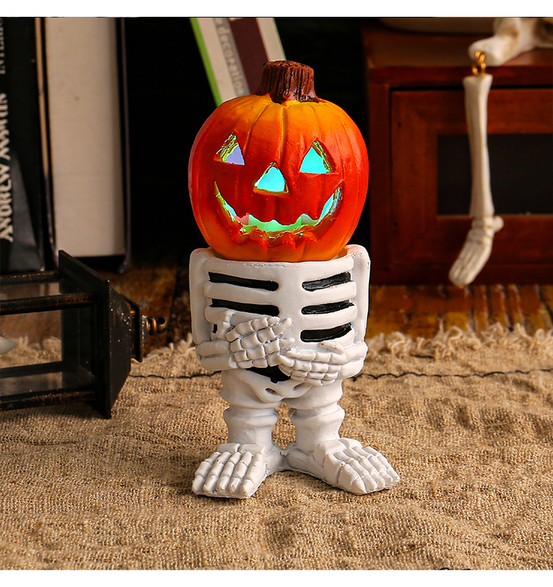 🎃Halloween Pumpkin Knight Glowing Pumpkin Head Desktop Ornament