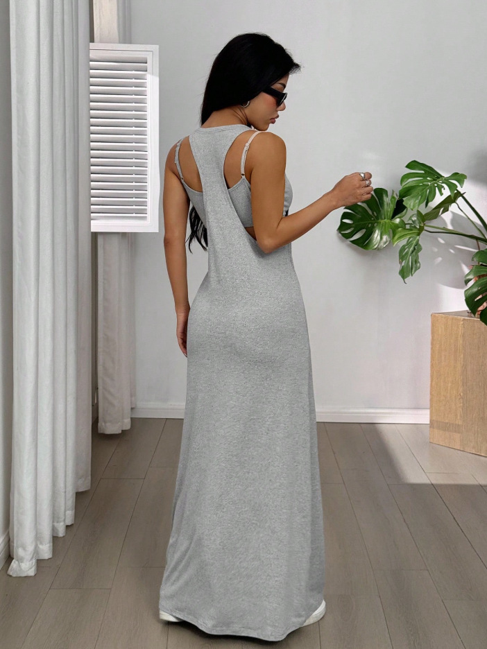 Sexy casual sporty yoga vest dress set