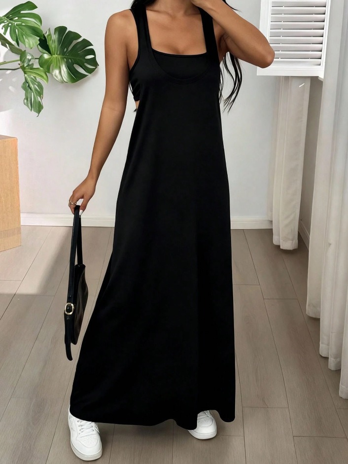Sexy casual sporty yoga vest dress set