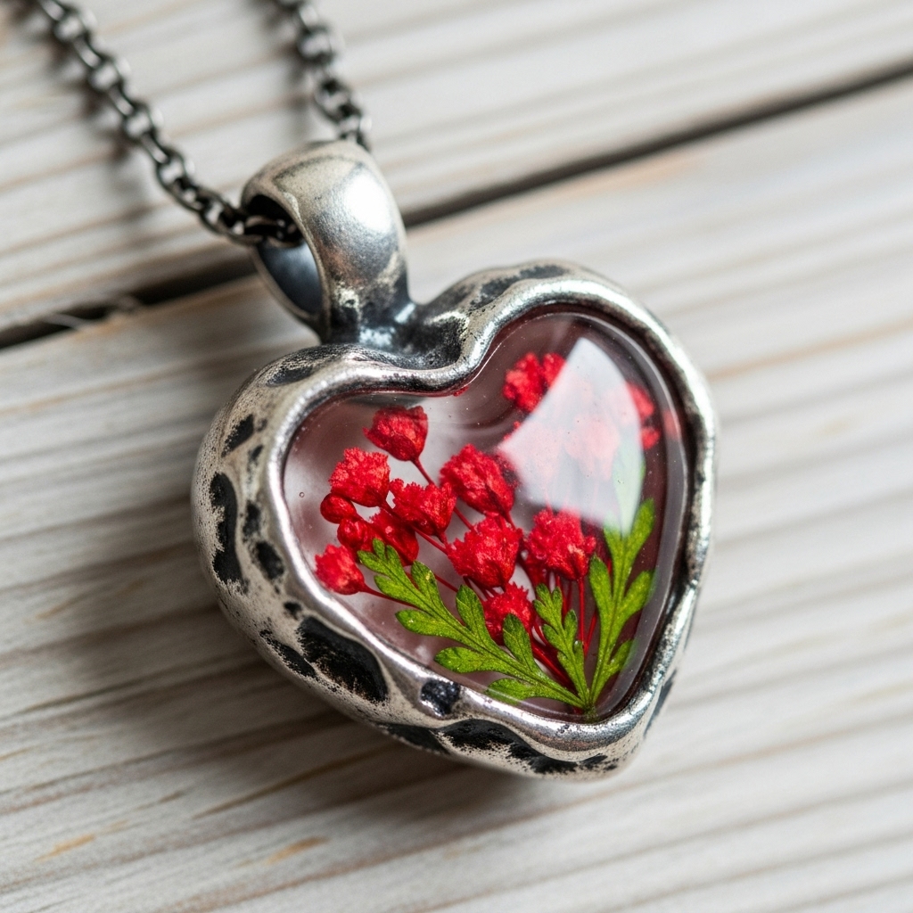 🌷💖Everlasting Flower Heart Necklace