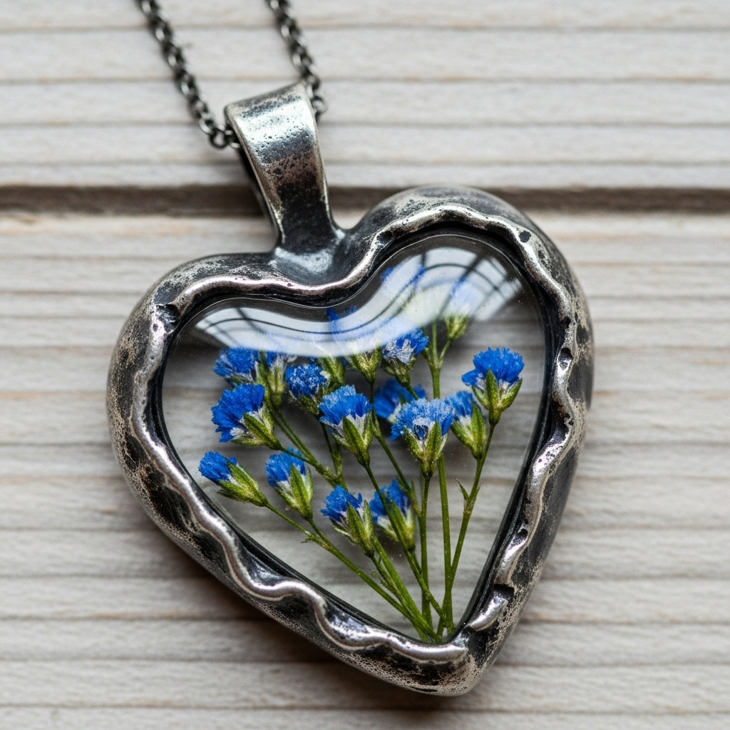 🌷💖Everlasting Flower Heart Necklace