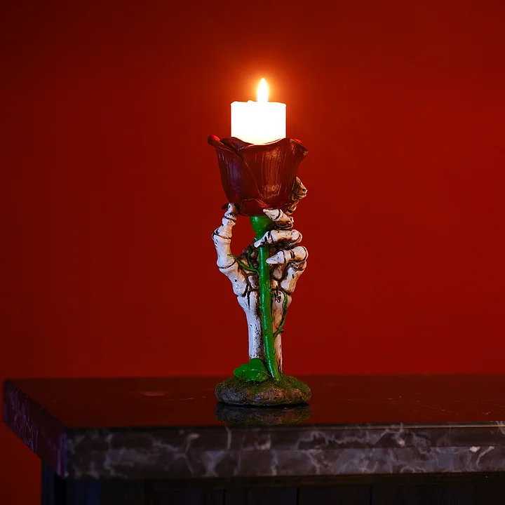 🕯️💀Skull Hand with Rose Candle Holder🌹