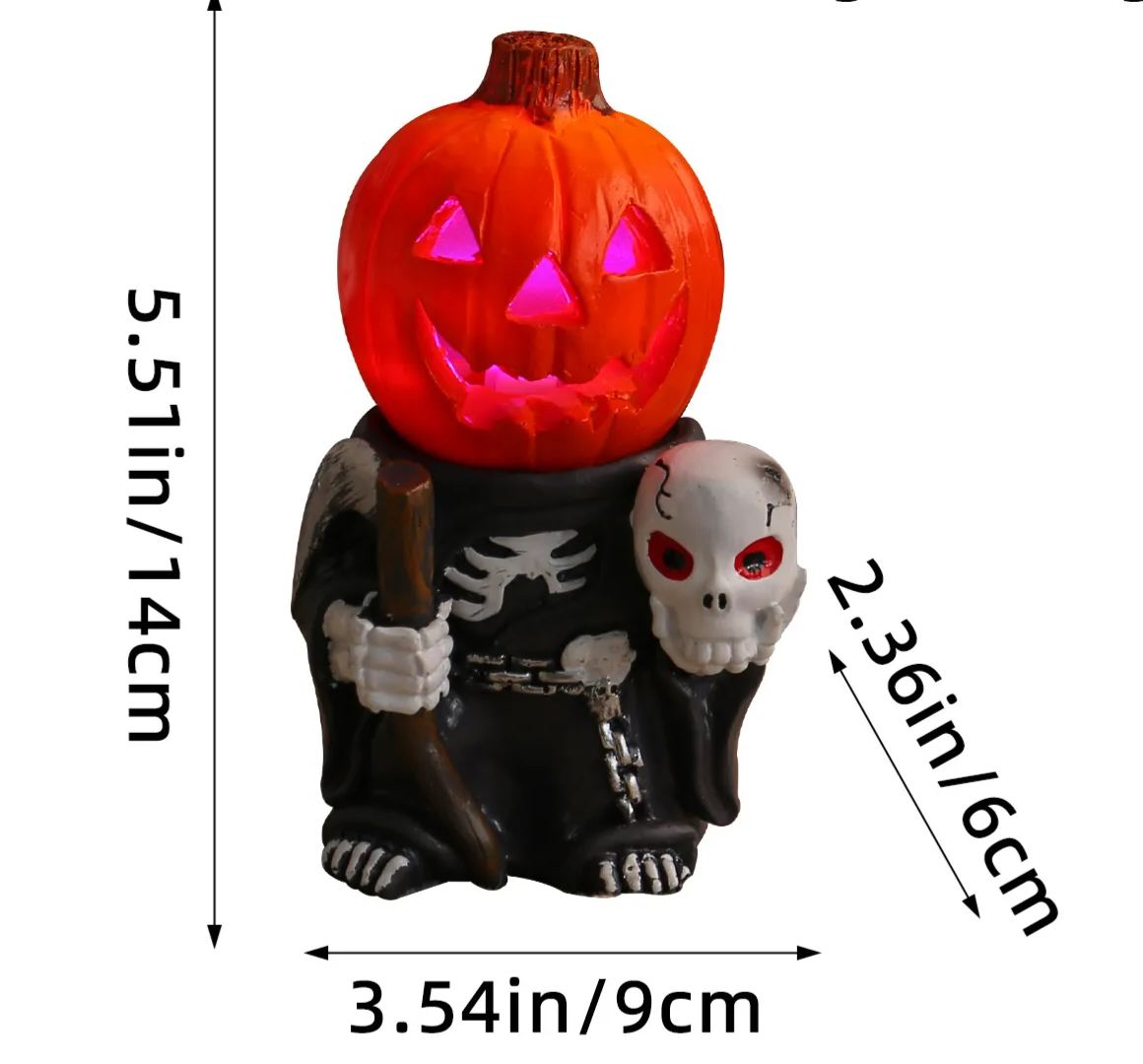 🎃Halloween Pumpkin Knight Glowing Pumpkin Head Desktop Ornament