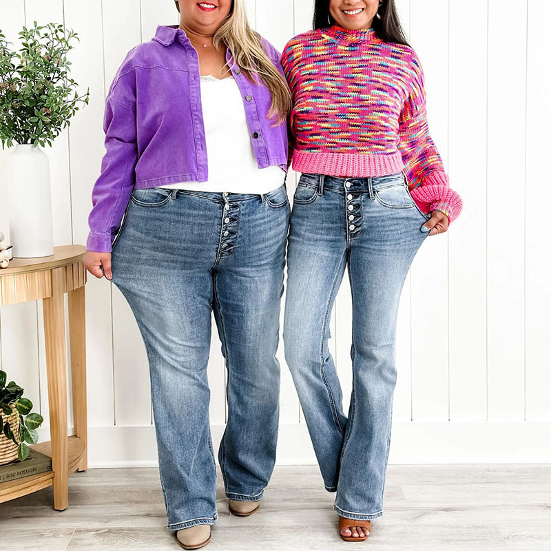 🎁Hot Sale 49% OFF💃Mid Rise Button Fly Bootcut Jeans
