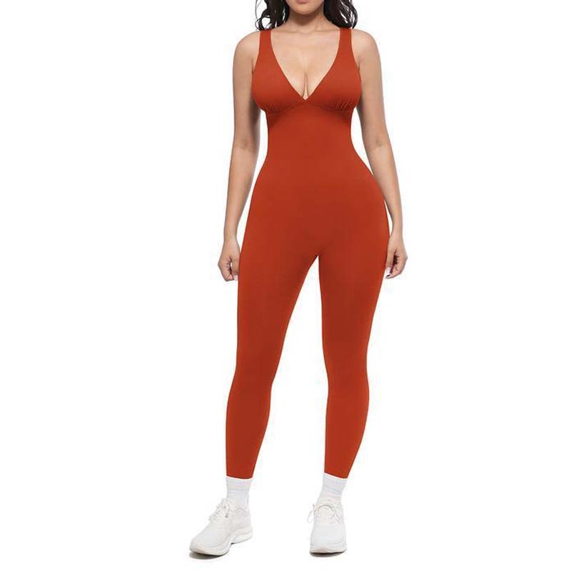 💞95K+ SOLD!🌸High-Stretch V-Neck Jumpsuit – All-day ease for fitness & beyond. Breathable, flexible & effortlessly chic. Your go-to for movement. 🧘‍♀️💫