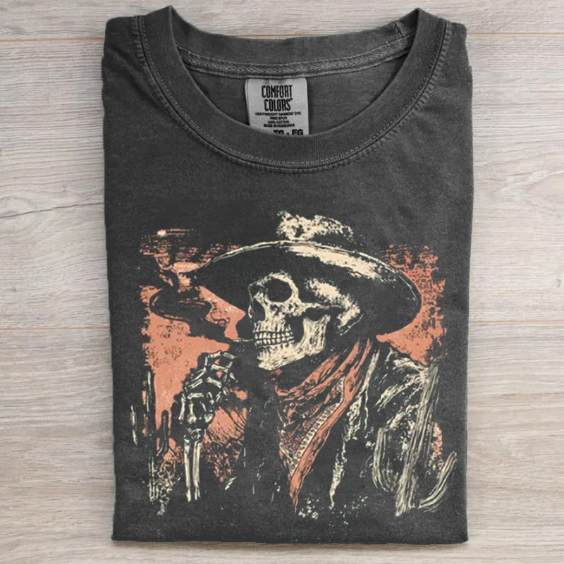 Western Gothic Skeleton Cowboy T-Shirt
