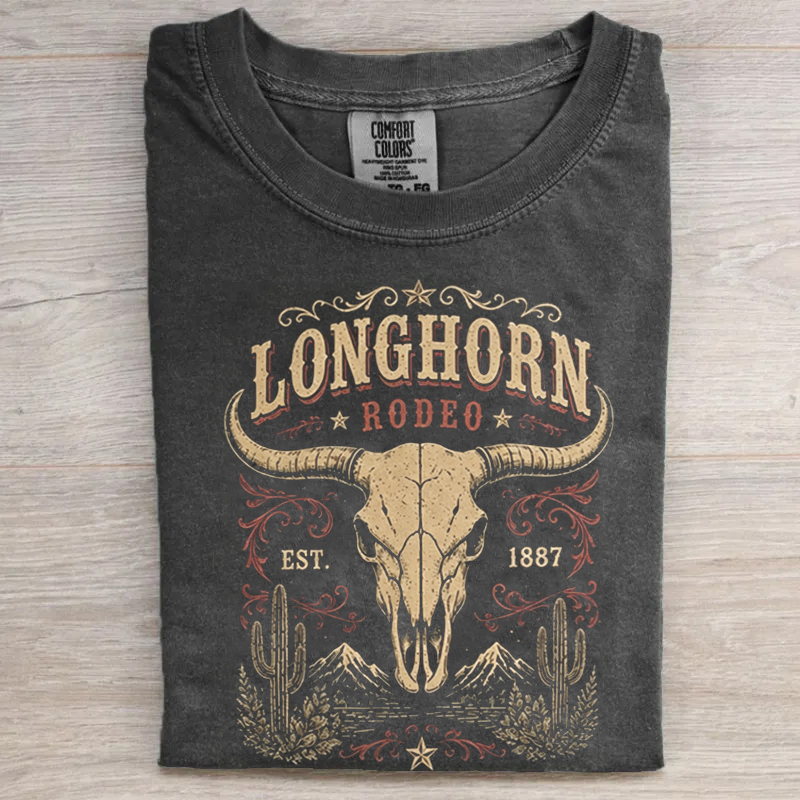 Vintage Longhorn Rodeo Western Skull T-shirt
