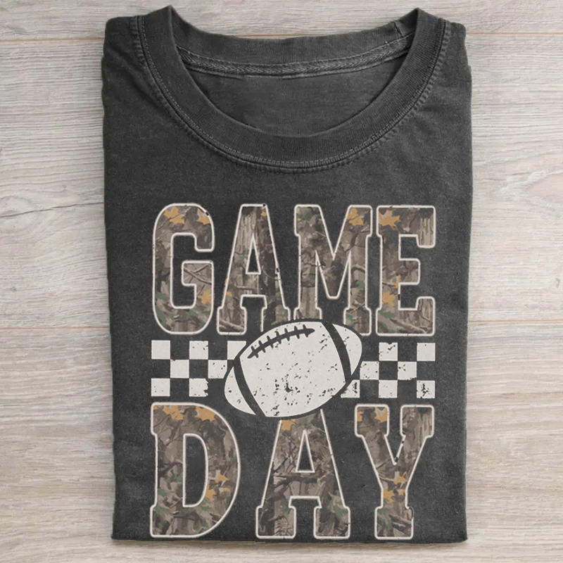 Camo Checkered Football Game Day T-shirt