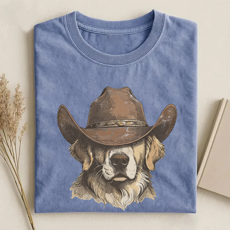 Western Golden Retriever Cowboy T-shirt